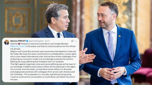 Pr&eacute;vot et son homologue costa ricien dans le palais d'Egmont